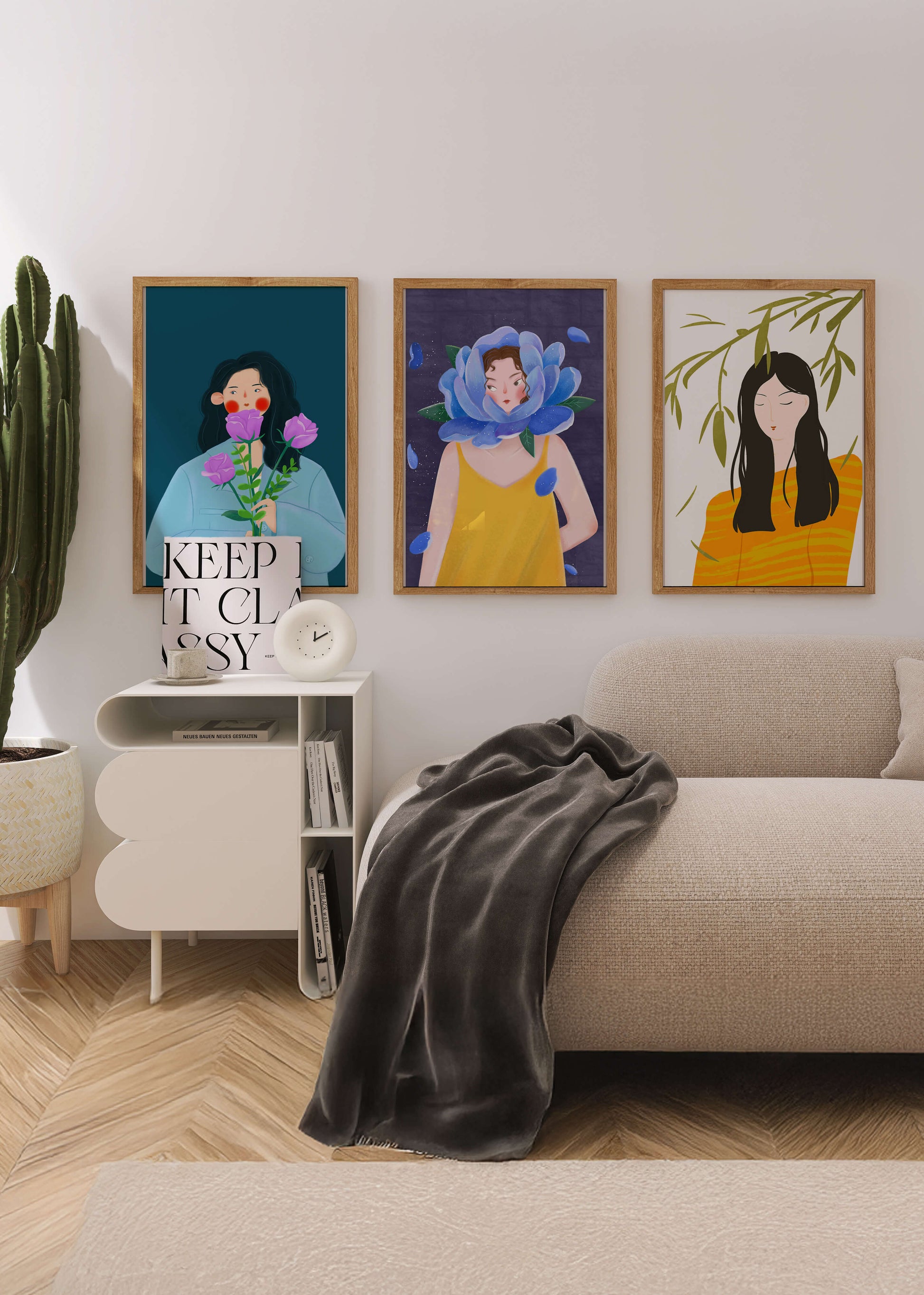 Ensemble de trois illustrations modernes sans cadre