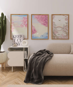 Imágenes Decorativas de Paisajes Florales y Puente de Madera en Primavera