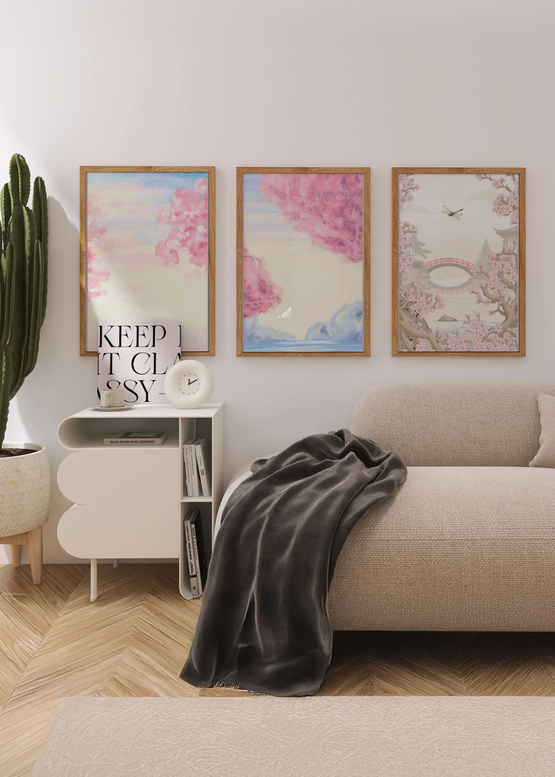 Imágenes Decorativas de Paisajes Florales y Puente de Madera en Primavera