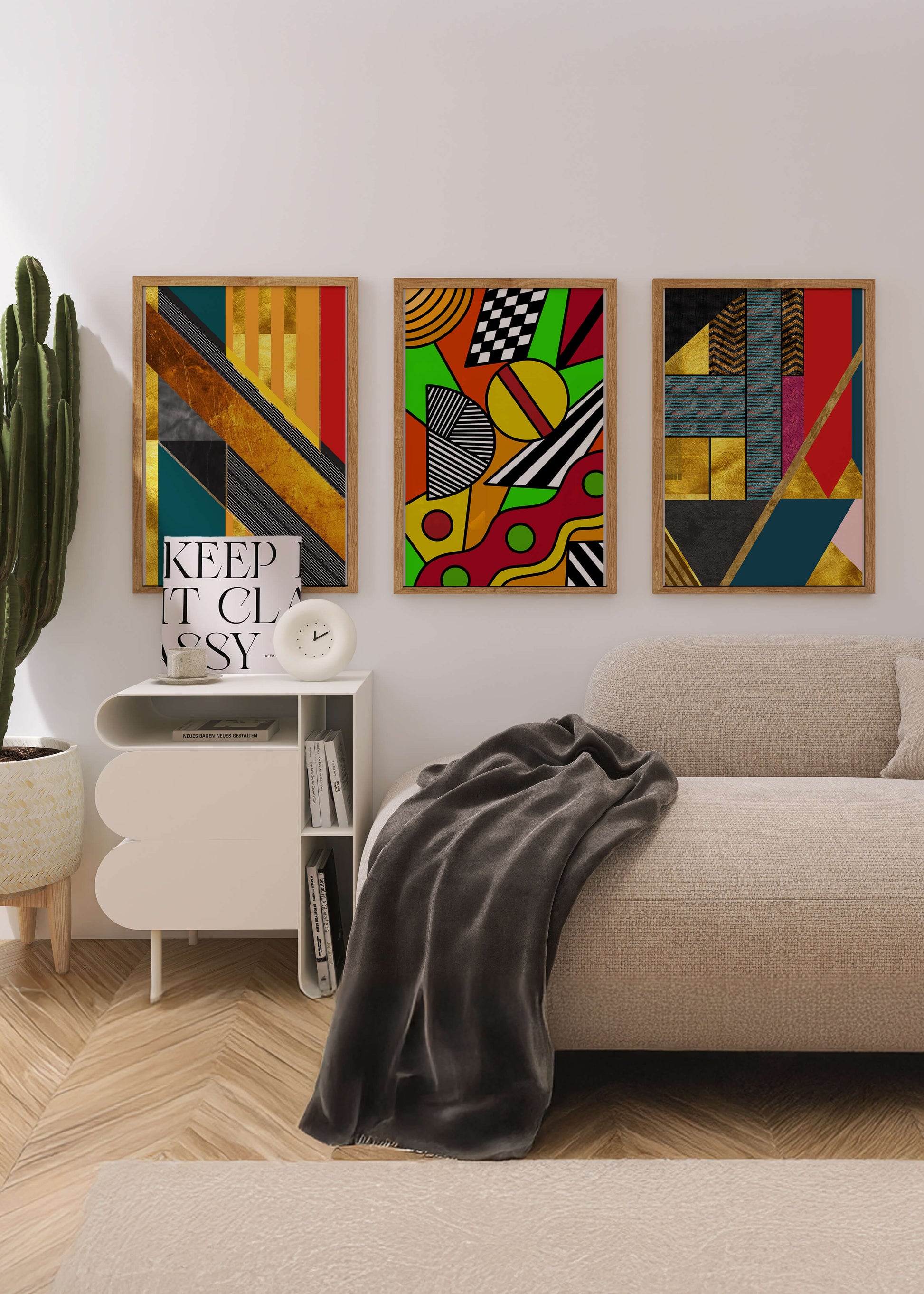 Composición De Arte Abstracto Con Elementos Geométricos Y Dorados