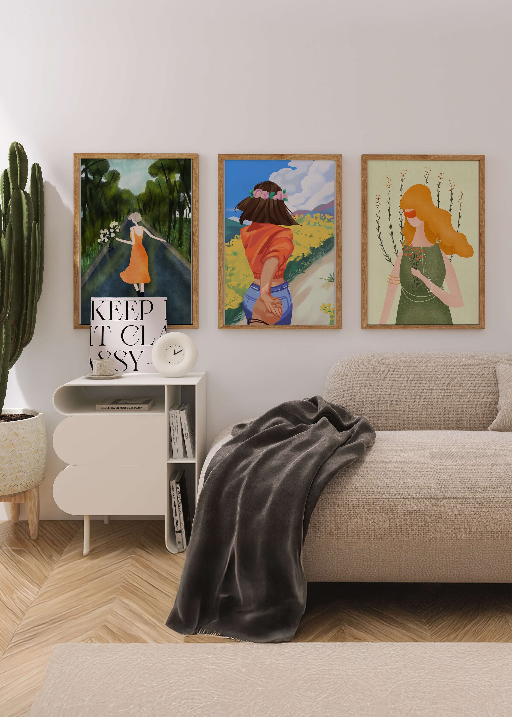 Ensemble d'illustrations modernes de femmes marchant sans cadre