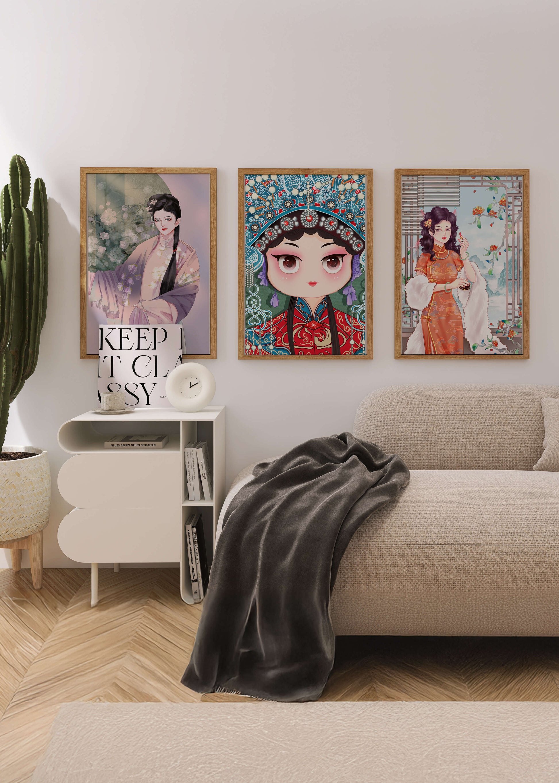 Élégantes illustrations de femmes en style oriental avec impression de haute qualité