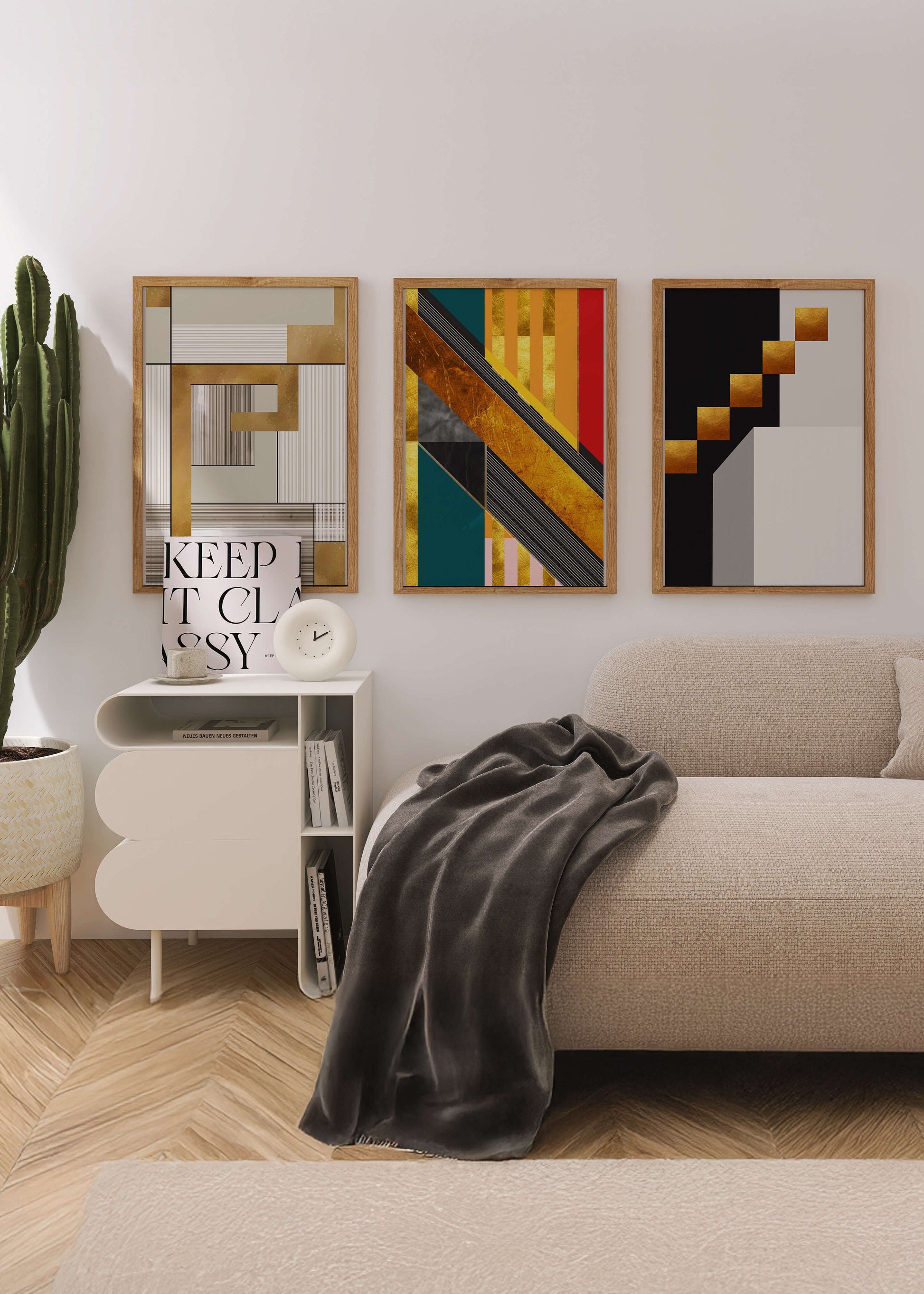 Arte Abstracto Moderno con Detalles Dorados