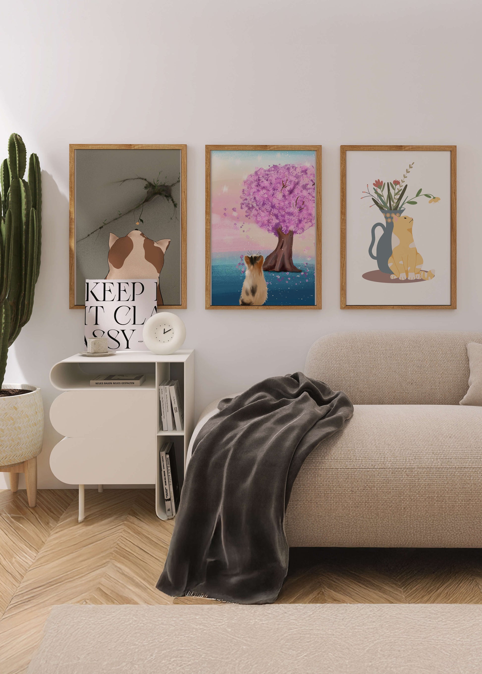 Ensemble d'impressions de chats et de nature