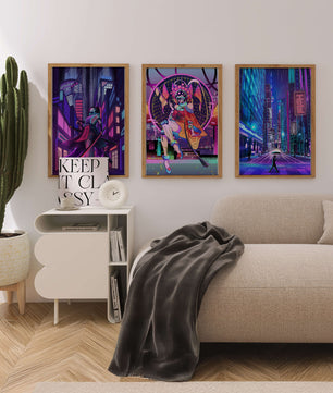 Neon-Futuristisches Triptychon rahmenlos