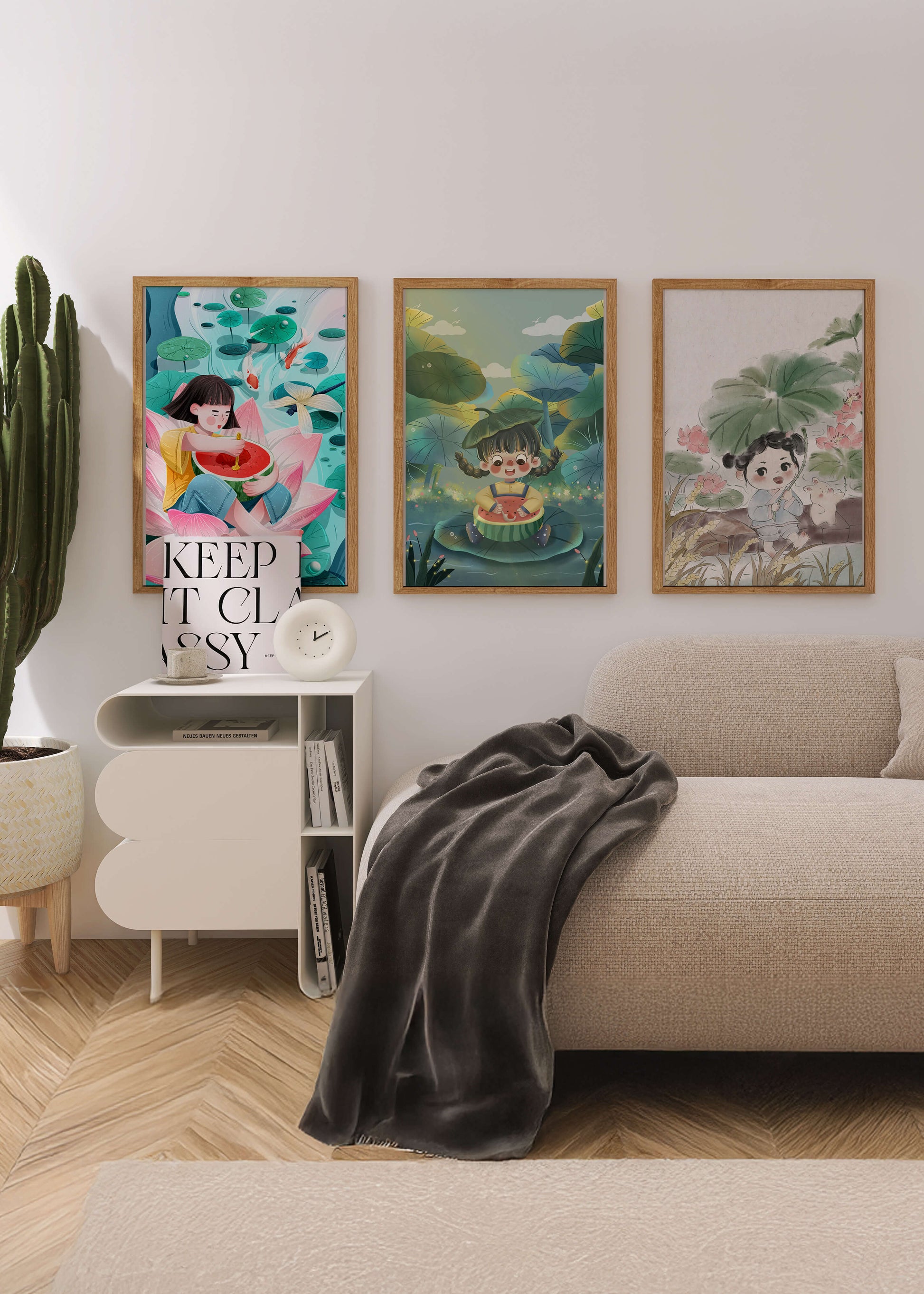 Arte Infantil de Niños con Flores y Animales