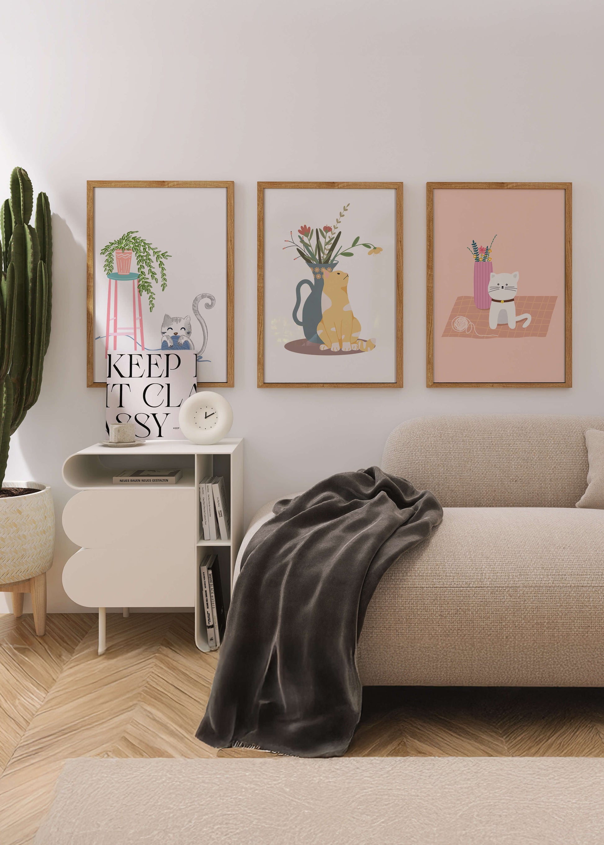 Imágenes Decorativas de Gatos y Plantas en Interiores Modernos