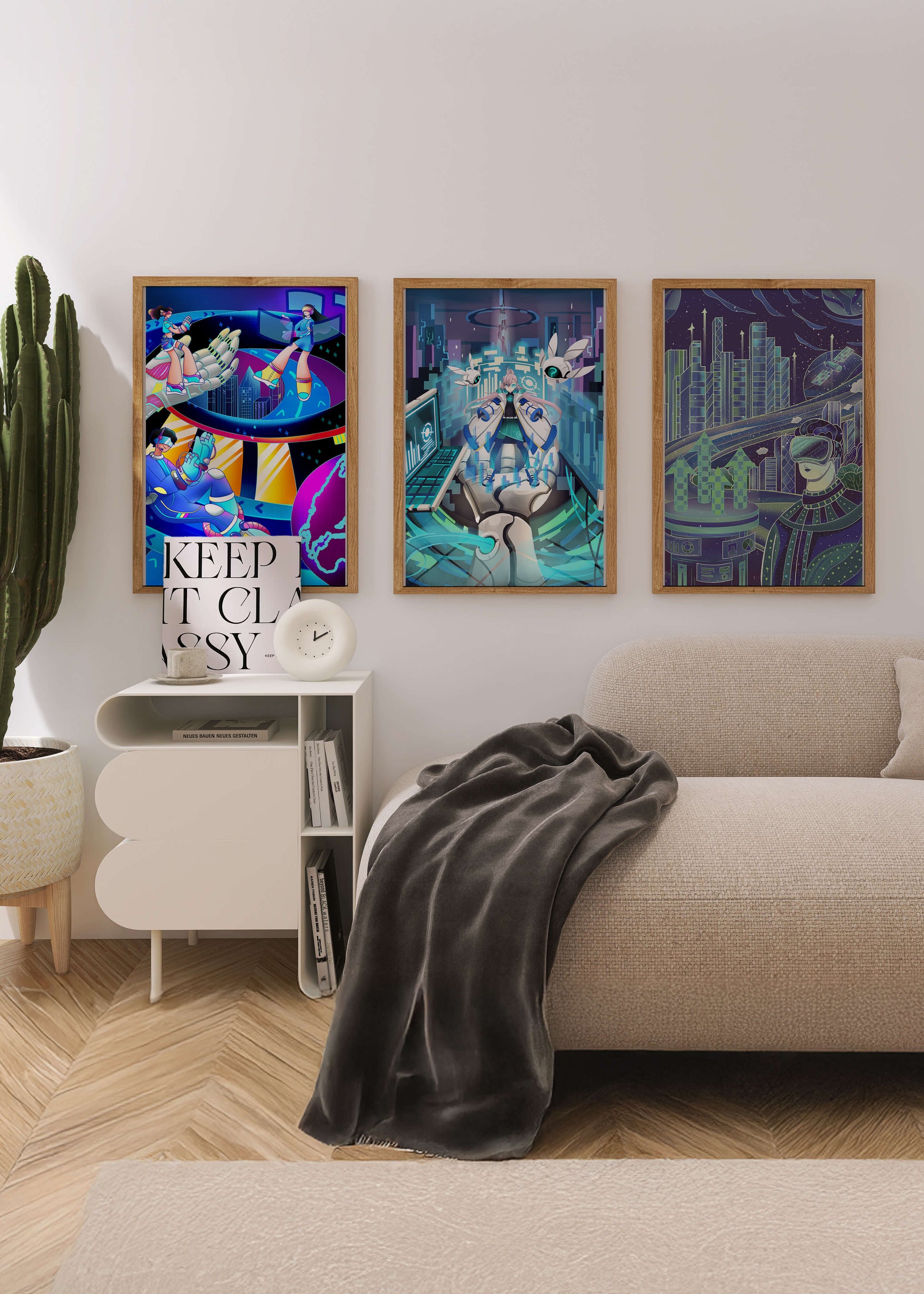 Impresiones Futuristas en Arte Digital Sin Marco