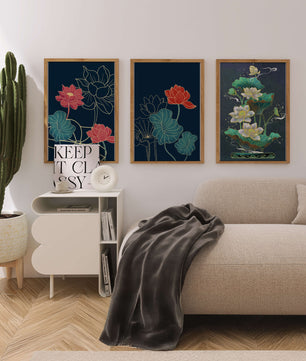 Ensemble d’impressions artistiques de fleurs de lotus dans différents styles