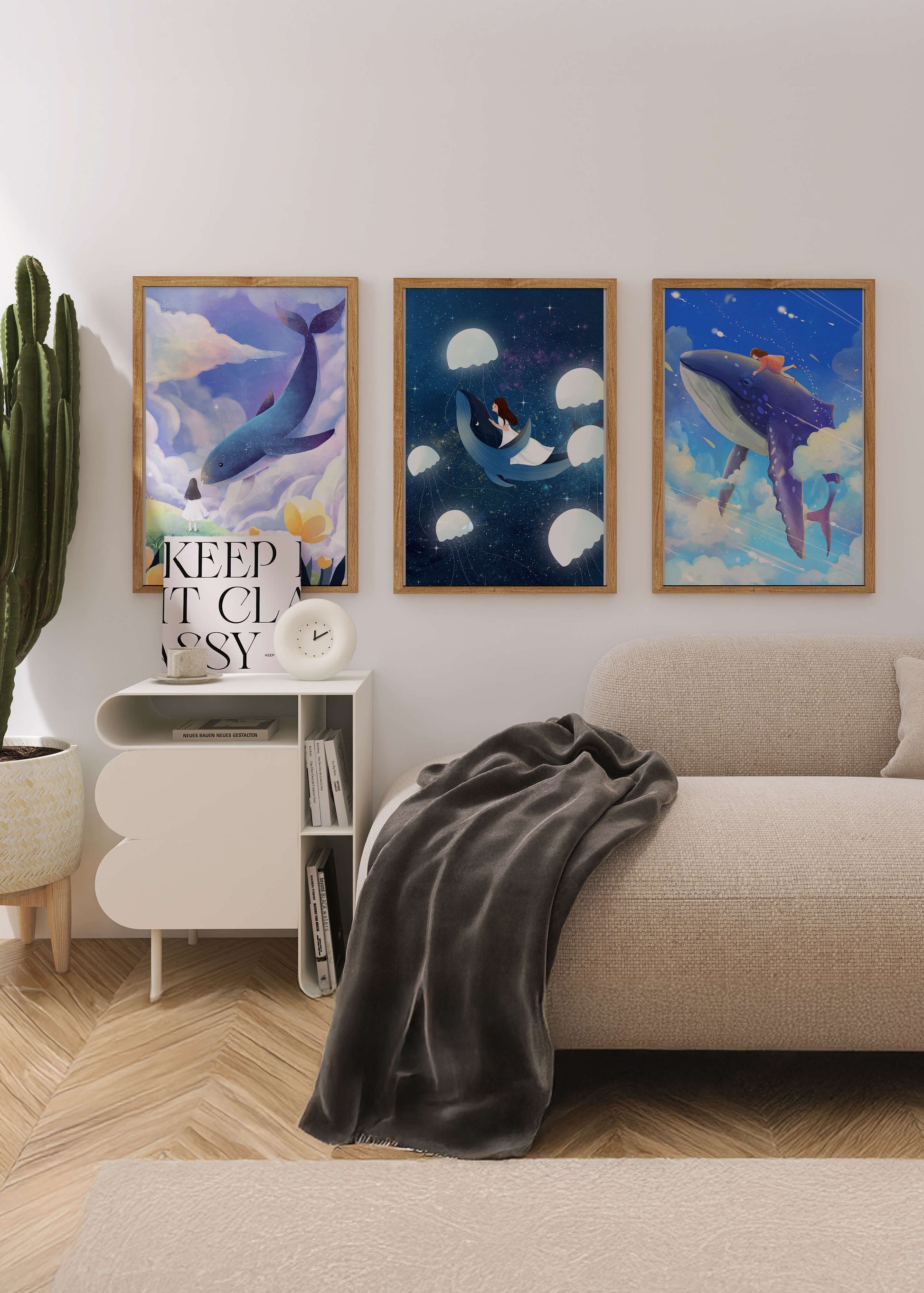 Impresiones Artísticas con Ballenas en Estilo Fantasía