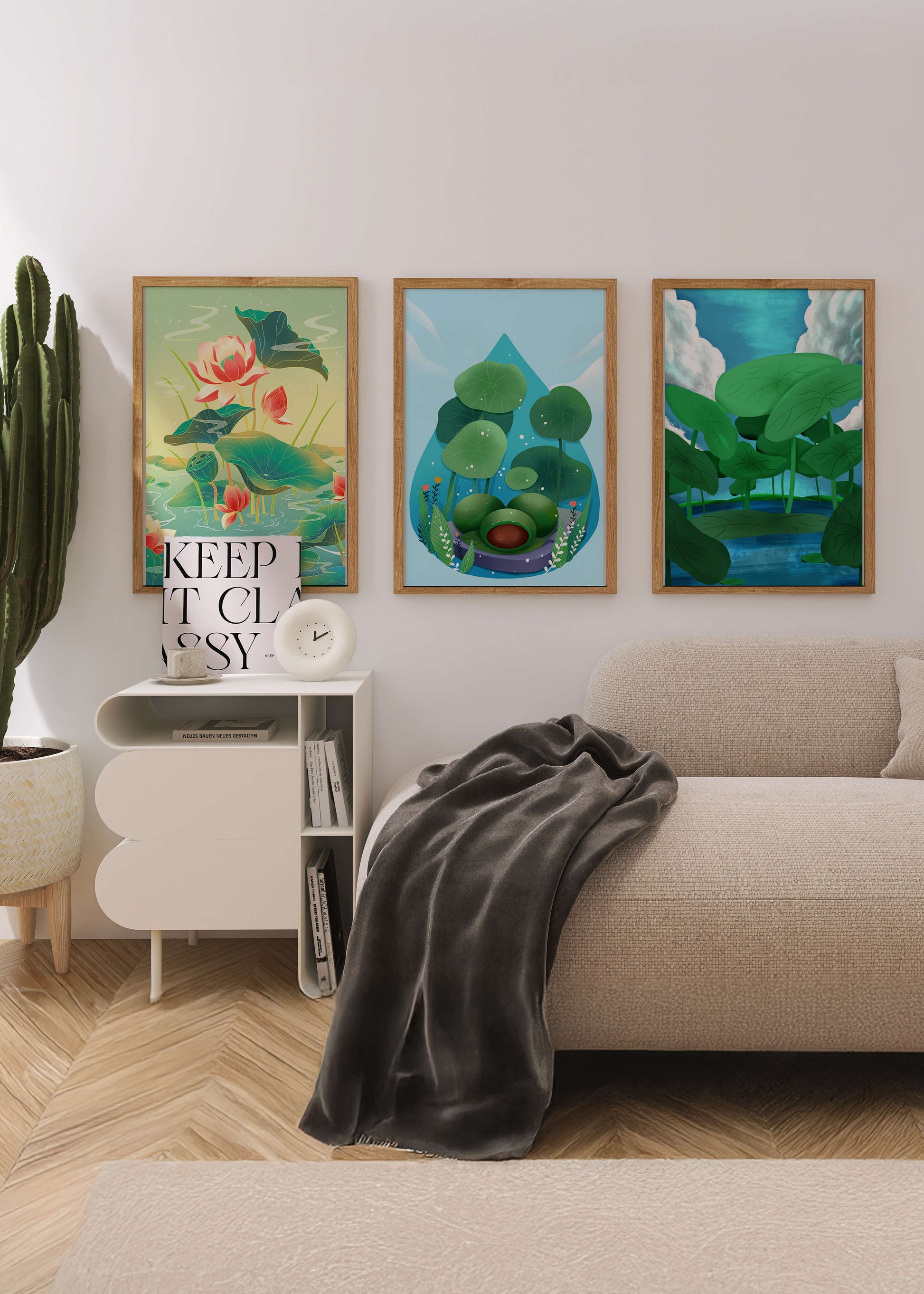 Conjunto De Impresiones De Arte Botánico De Nenúfares Sin Marco