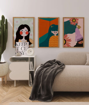 Illustrations modernes colorées sans cadre avec portraits
