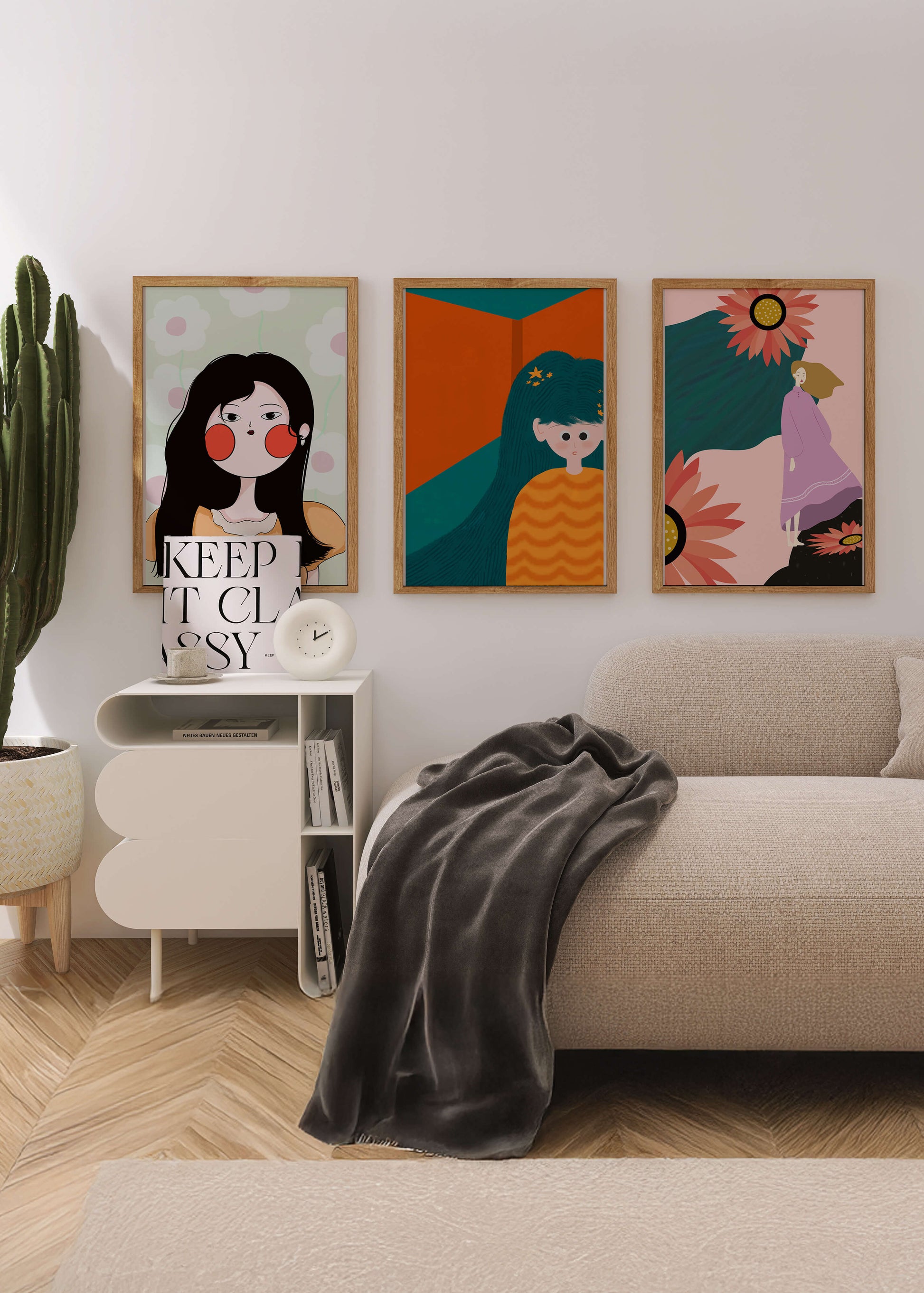 Illustrations modernes colorées sans cadre avec portraits