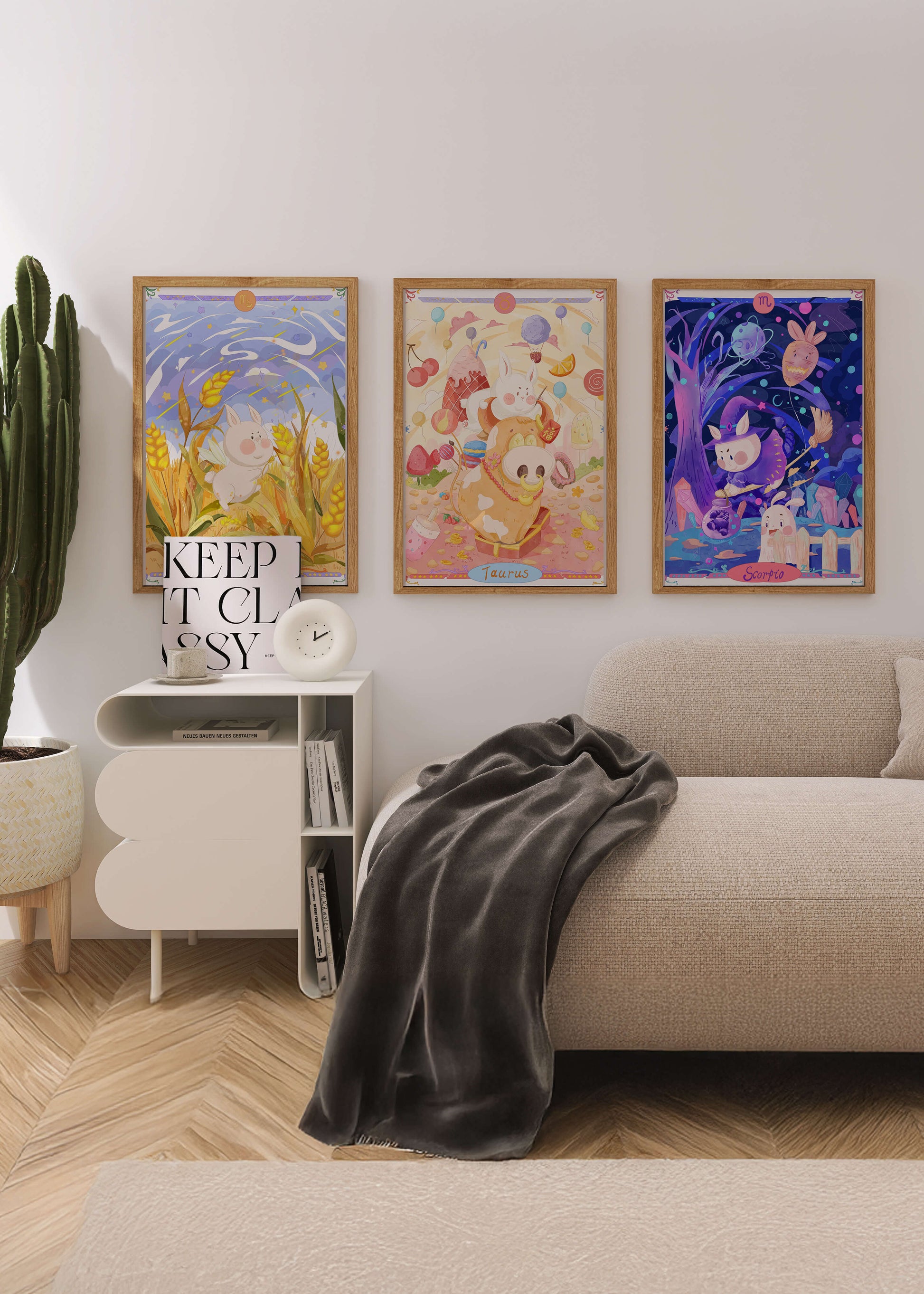 Affiches illustrés des signes du zodiaque avec des animaux