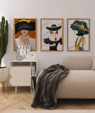 Impression artistique de mode avec éléments dorés