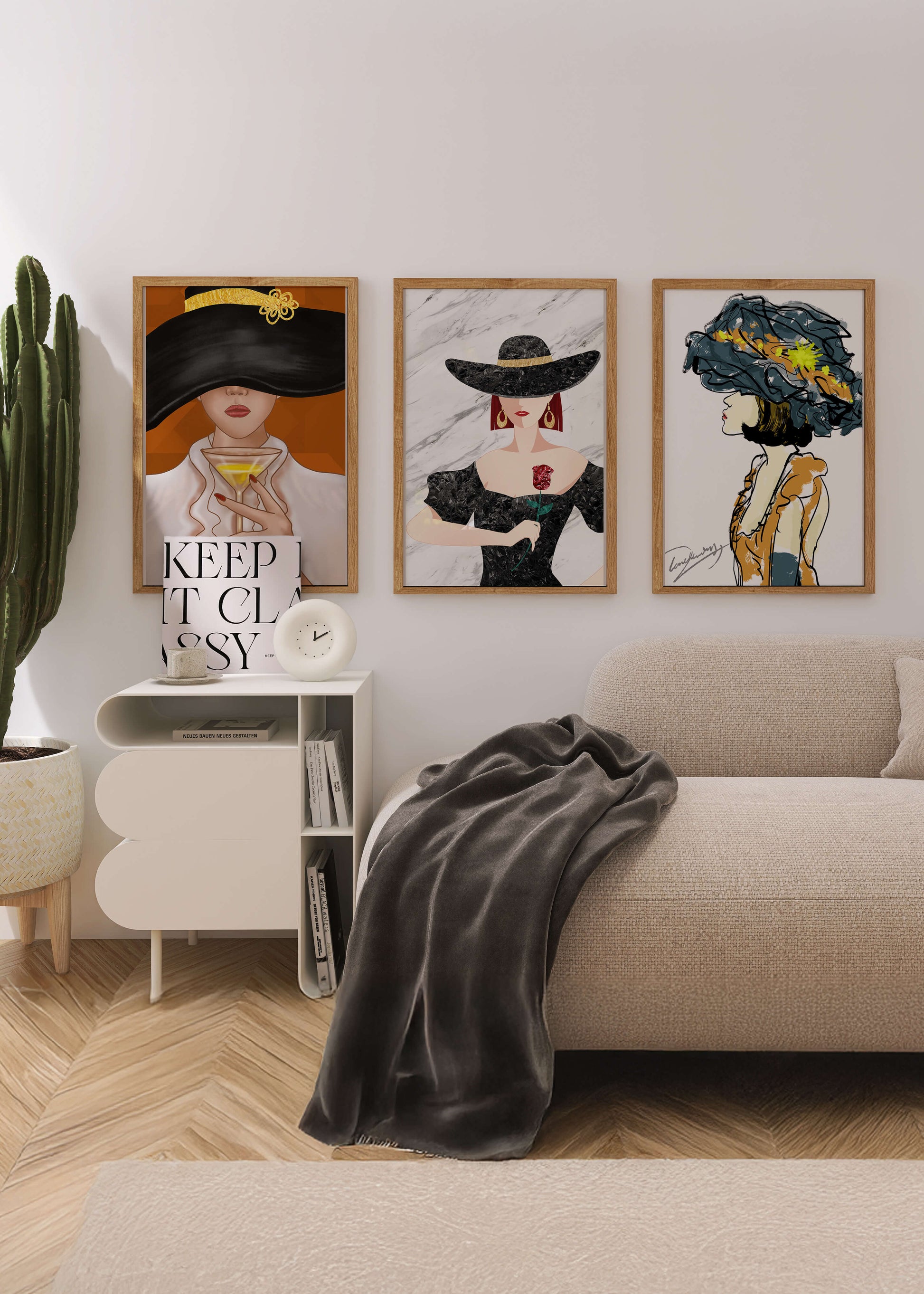Impression artistique de mode avec éléments dorés