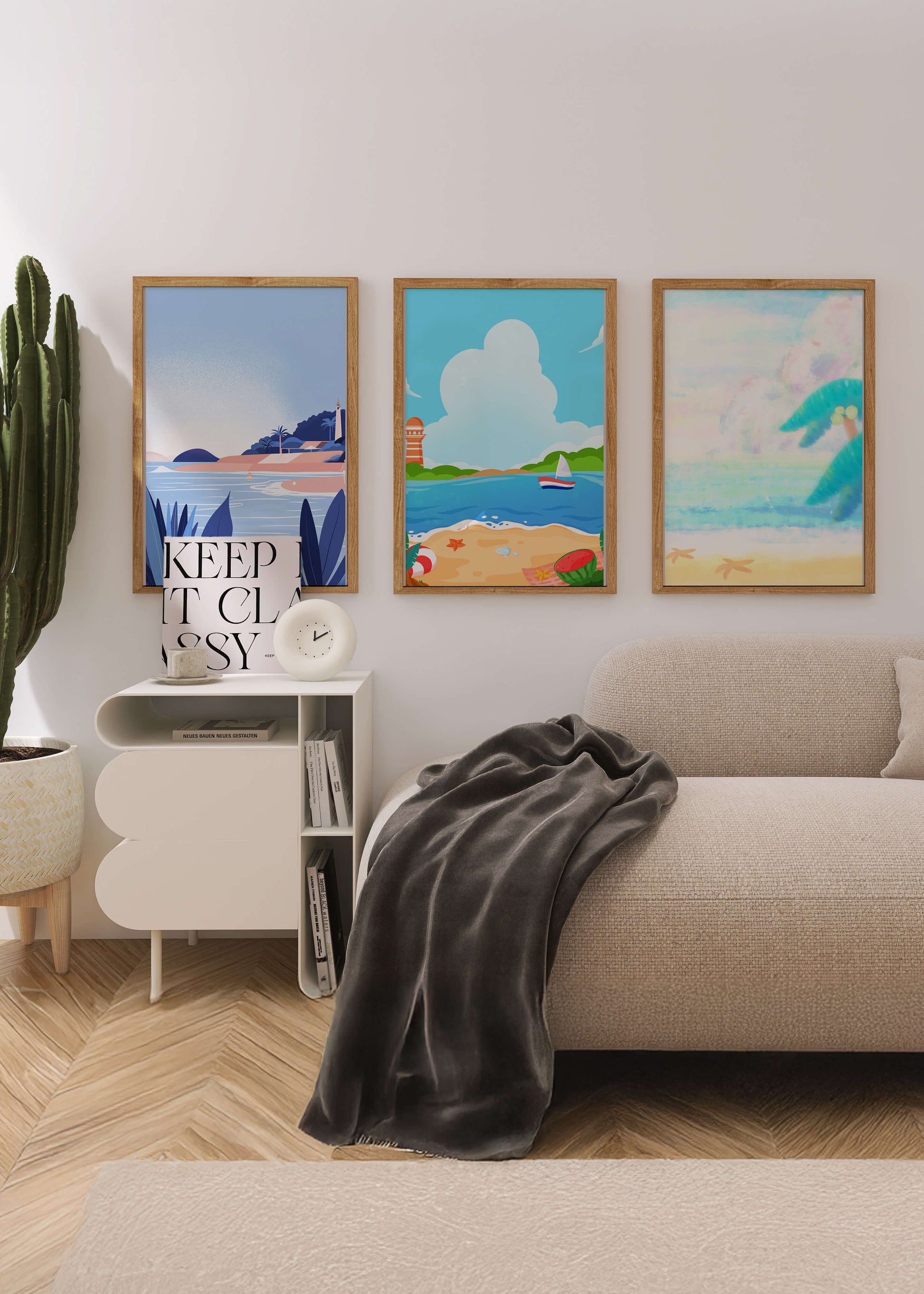 Paisajes Playeros con Colores Vivos en un Interior Moderno