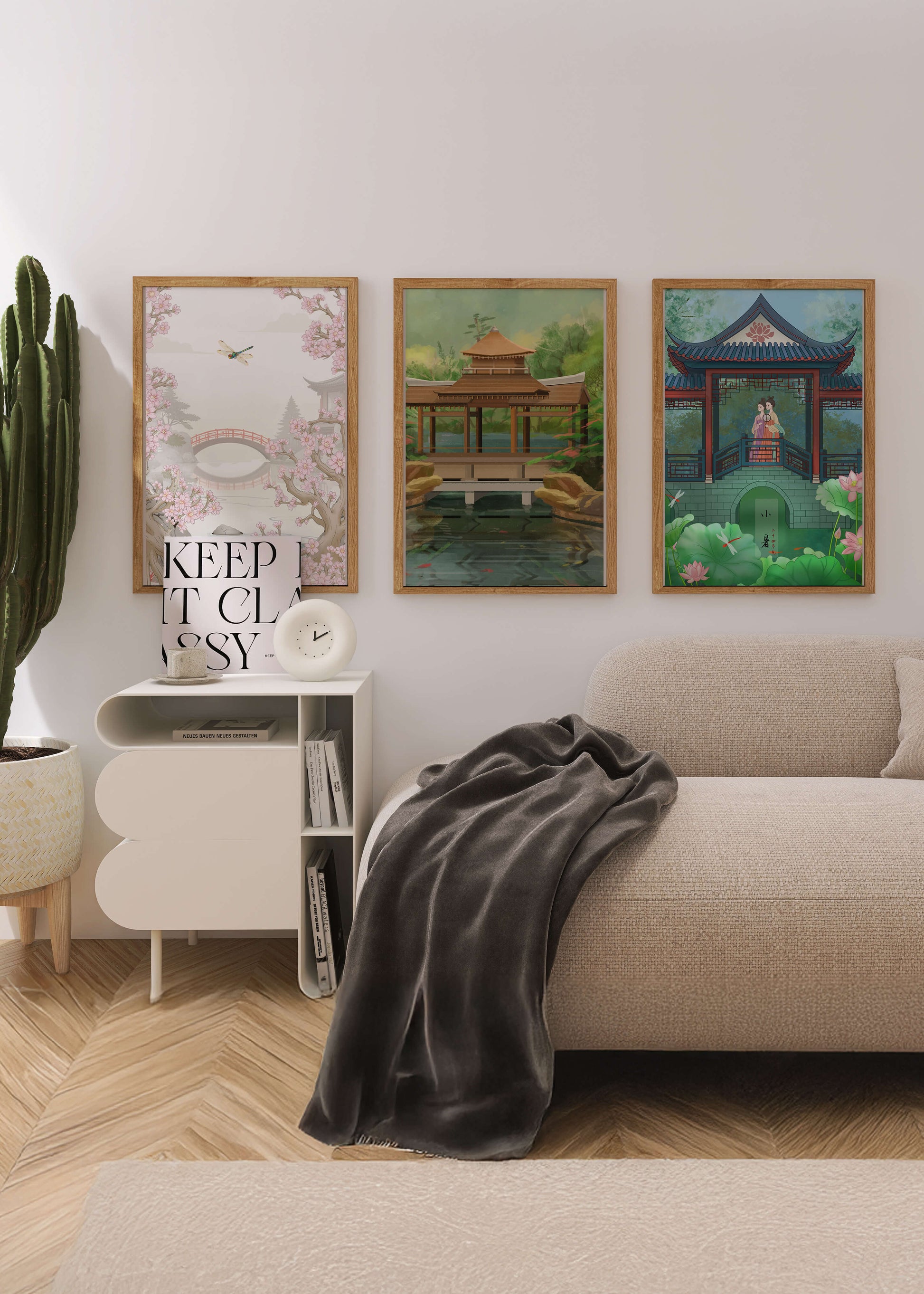 Triptyque de paysages asiatiques en impressions artistiques