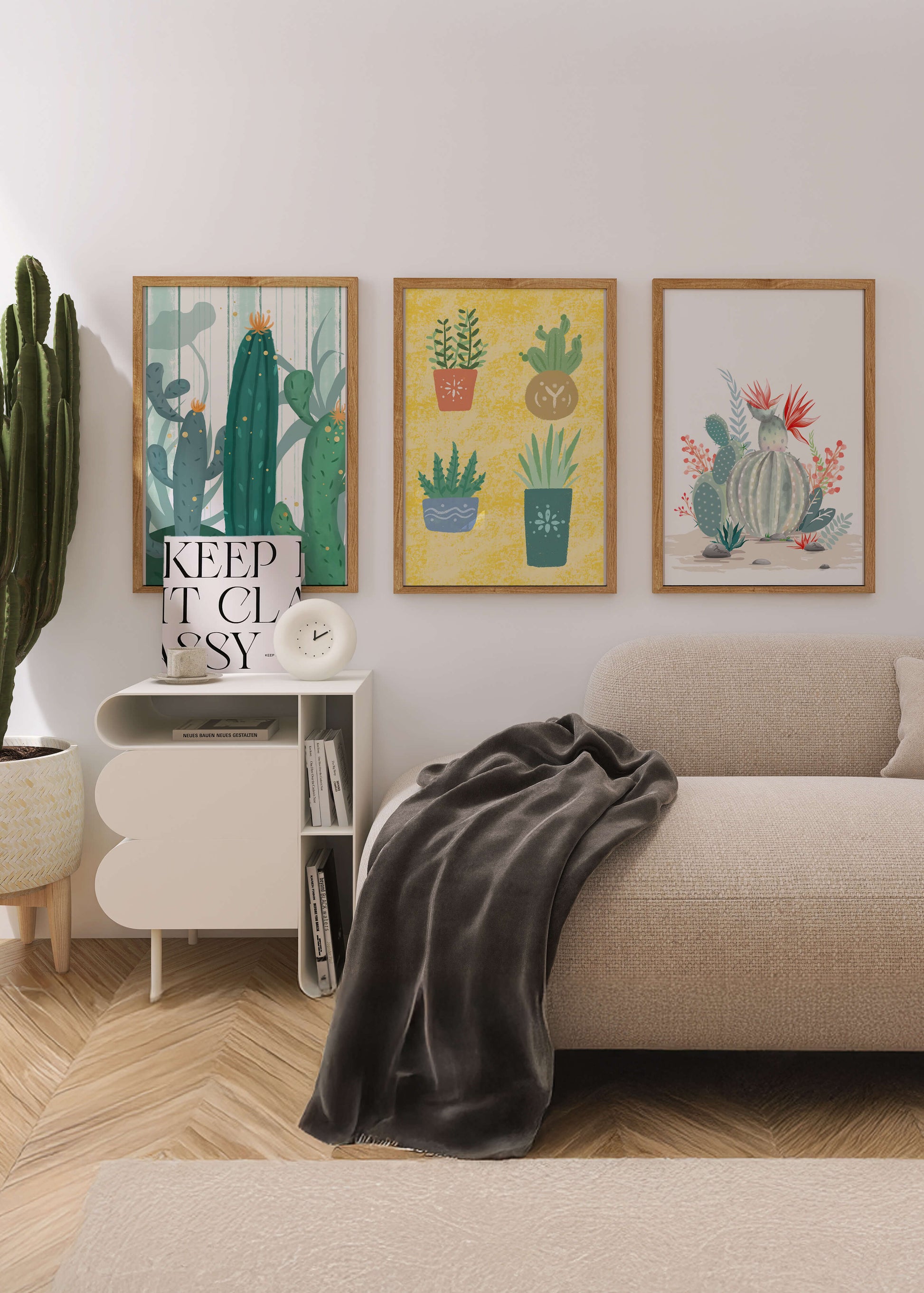 Conjunto De Impresiones De Cactus Sin Marco En Interior