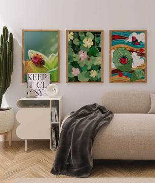 Tríptico De Mariquitas En Estilo Natural Moderno