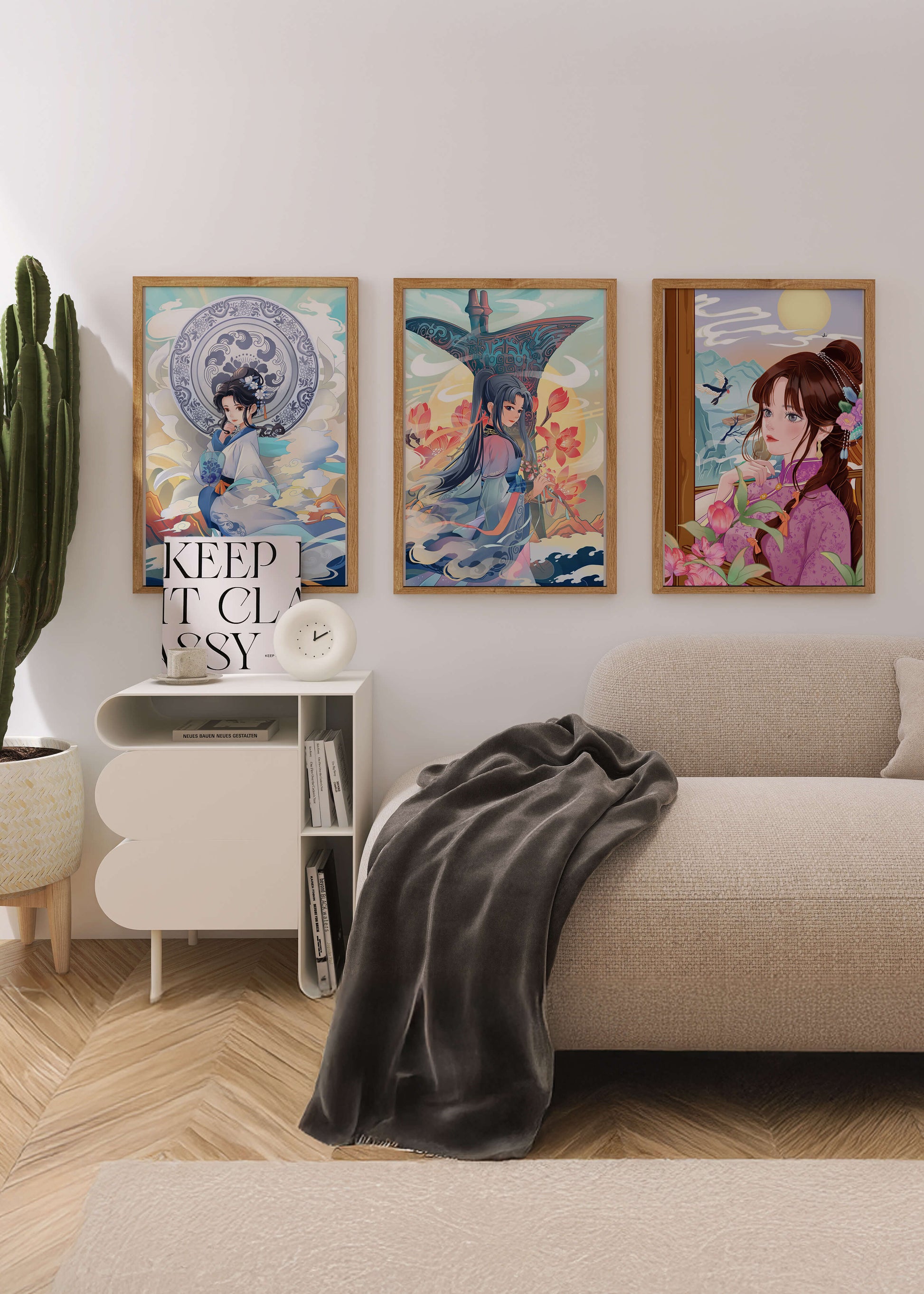 Arte Oriental en Interiores Modernos con Impresión de Alta Calidad