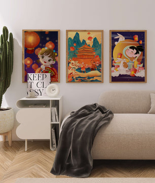 Imágenes Artísticas Orientales con Linternas y Figuras Tradicionales