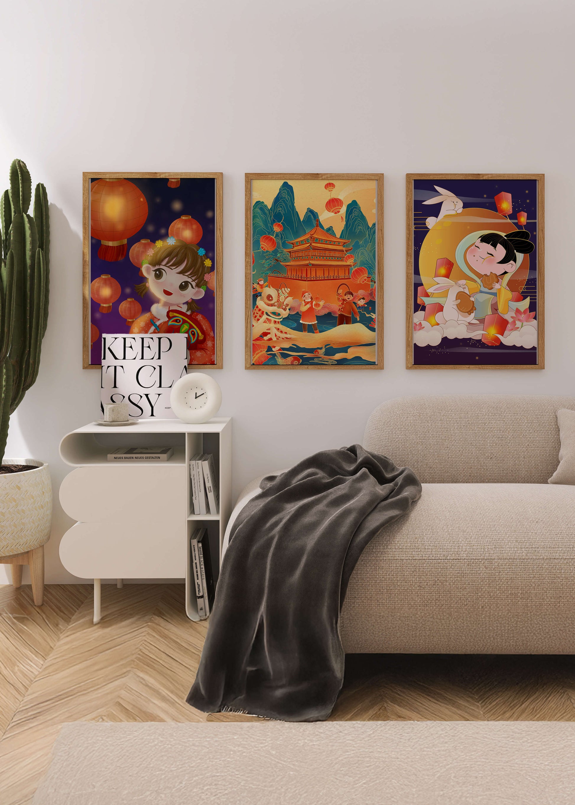 Imágenes Artísticas Orientales con Linternas y Figuras Tradicionales