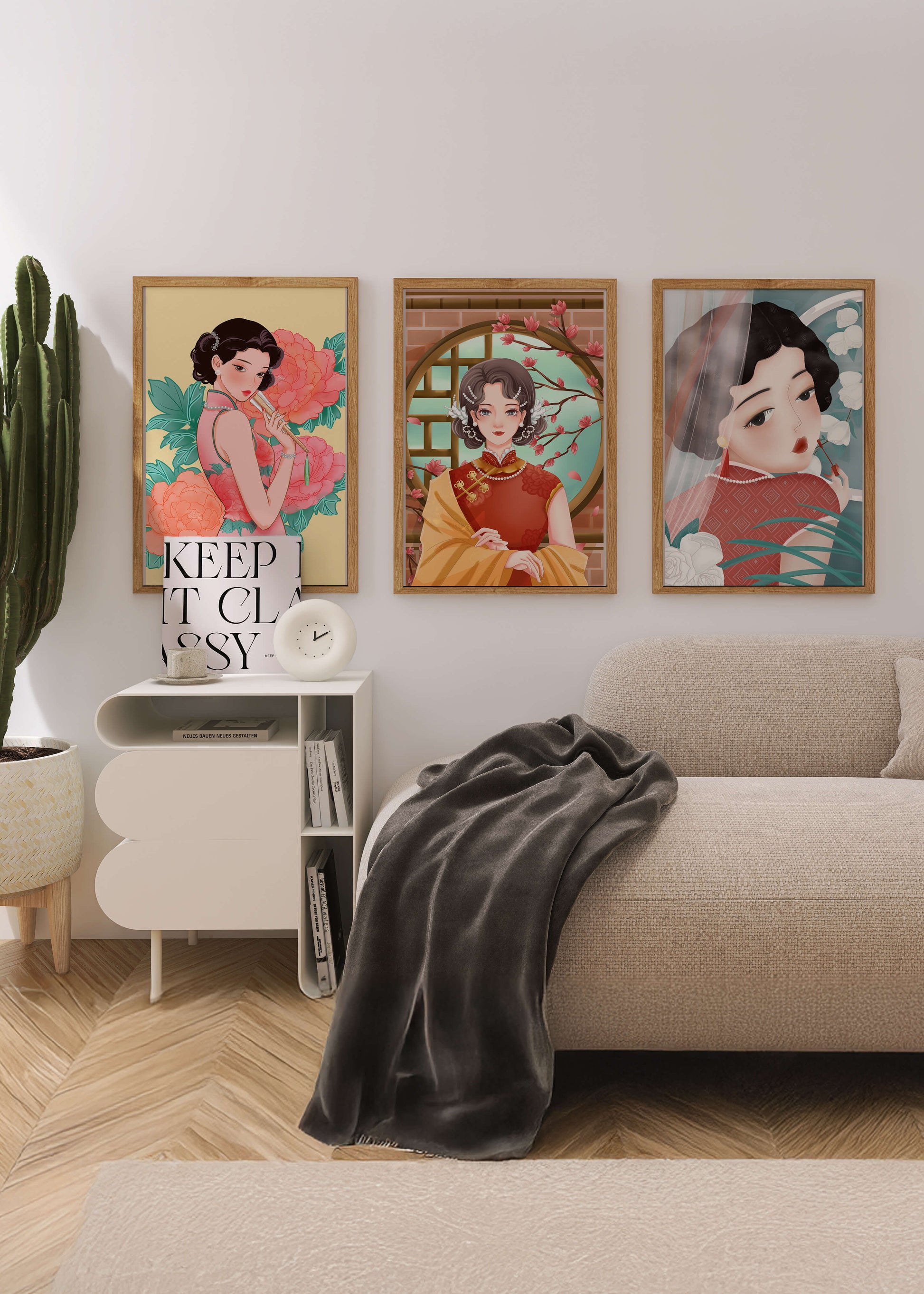 Portraits de femmes orientales avec des motifs floraux élégants