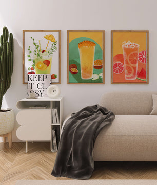 Set moderner tropischer Getränke-Kunstwerke im illustrativen Stil