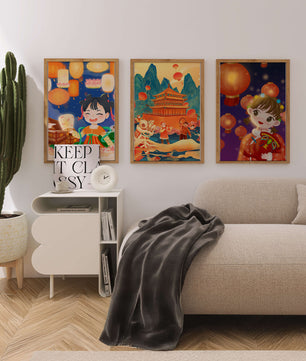 Ensemble d'art de célébration culturelle dans un style illustratif