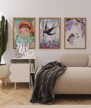 Décoration pour enfants : ensemble d'illustrations de filles et de nature