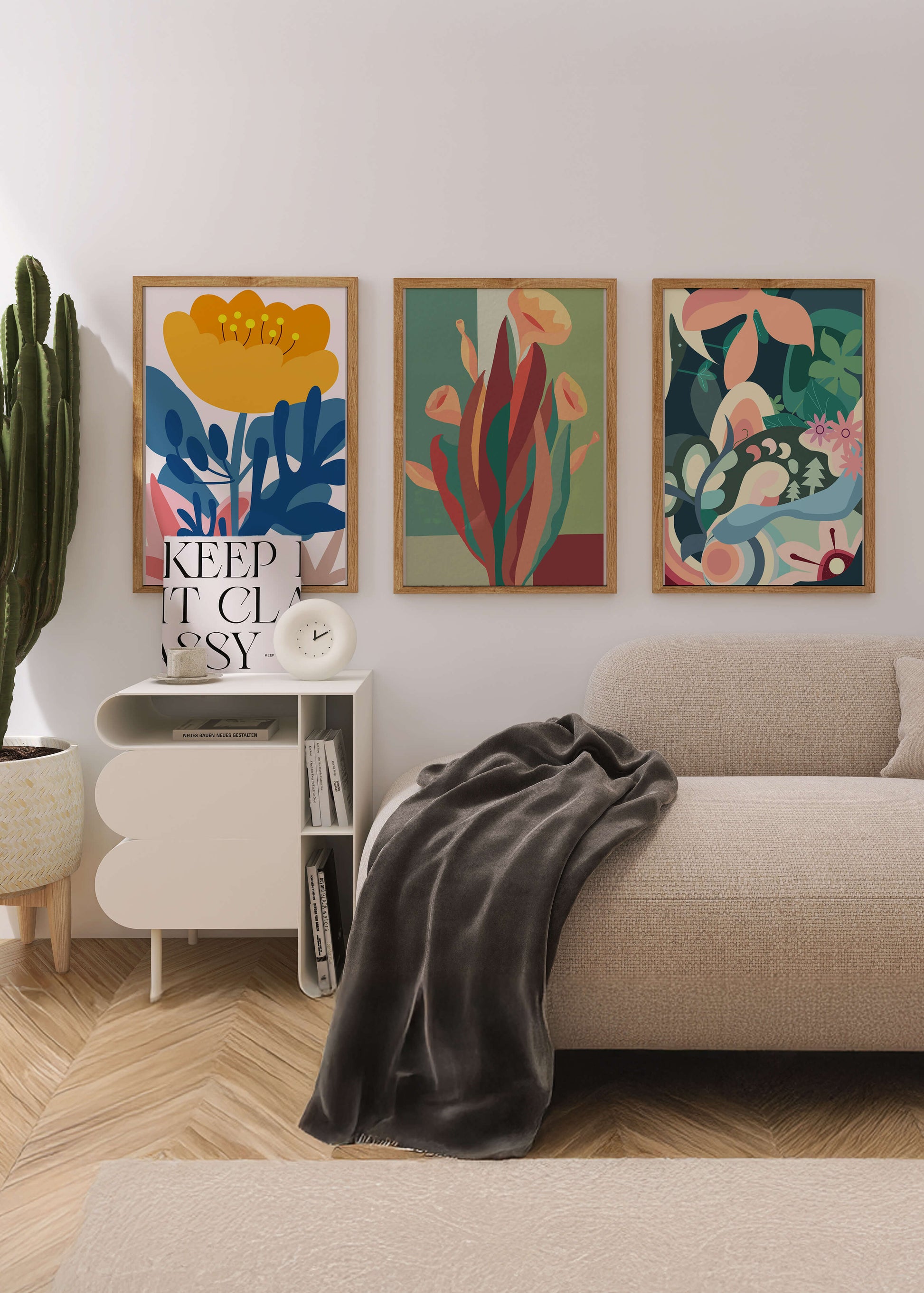 Conjunto De Arte Floral Moderno Sin Marco