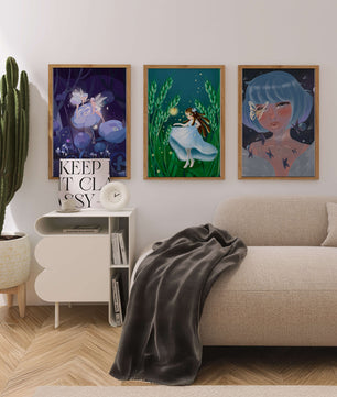 Set aus drei Kunstwerken mit Fantasymotiven