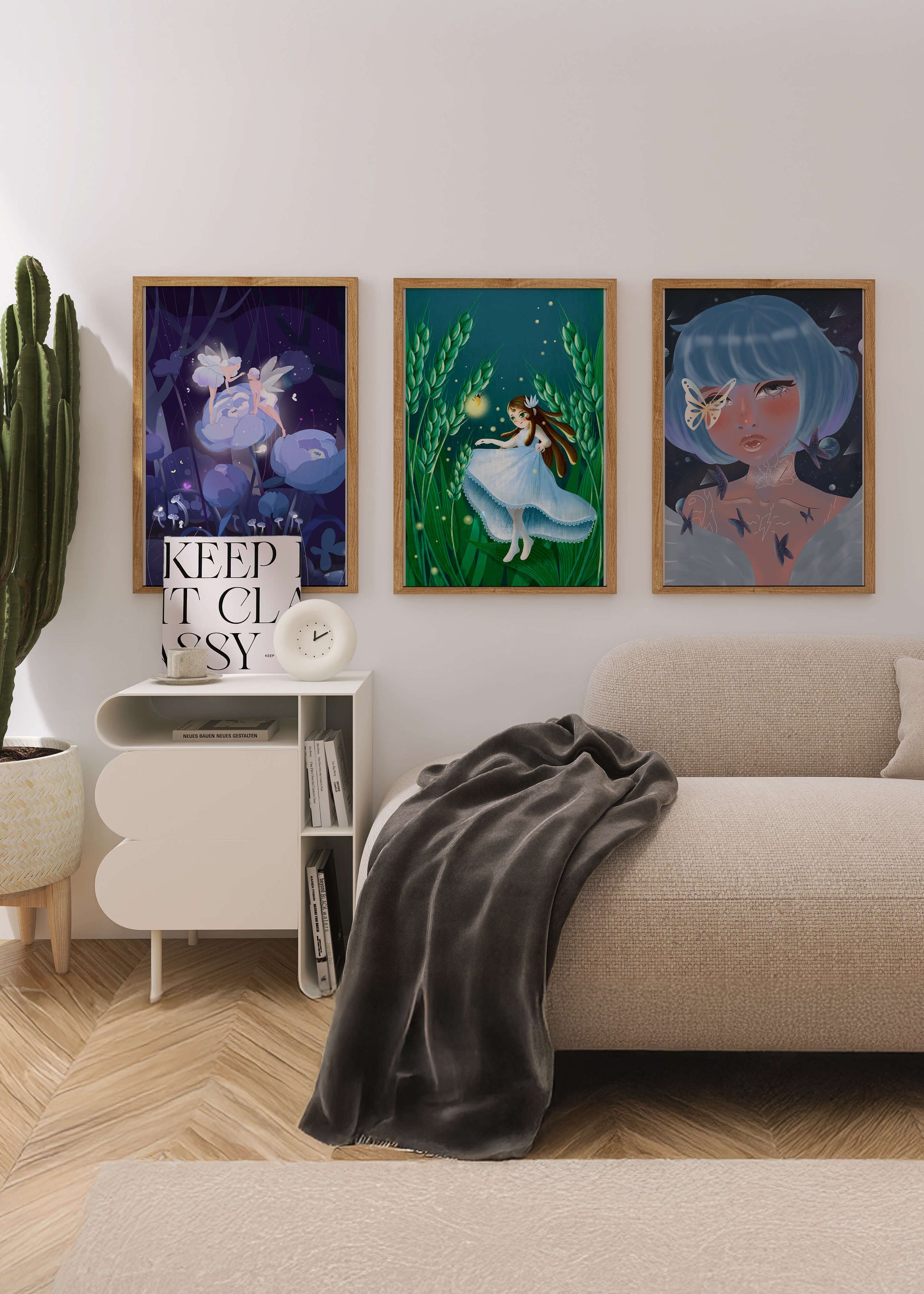 Set aus drei Kunstwerken mit Fantasymotiven