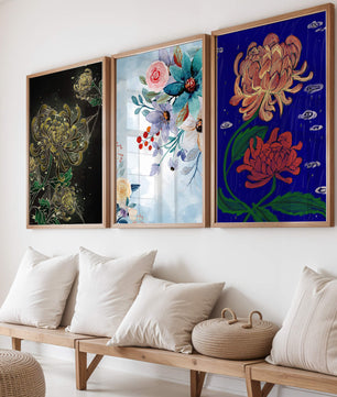Pinturas Florales Sin Marco en Interiores Modernos