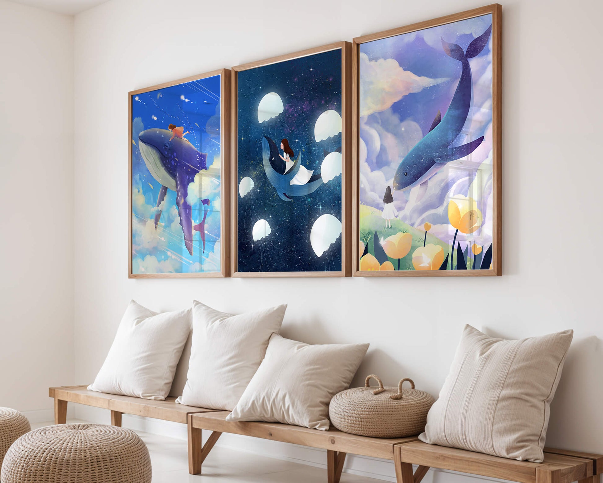 Impresiones Artísticas con Ballenas en Estilo Fantasía