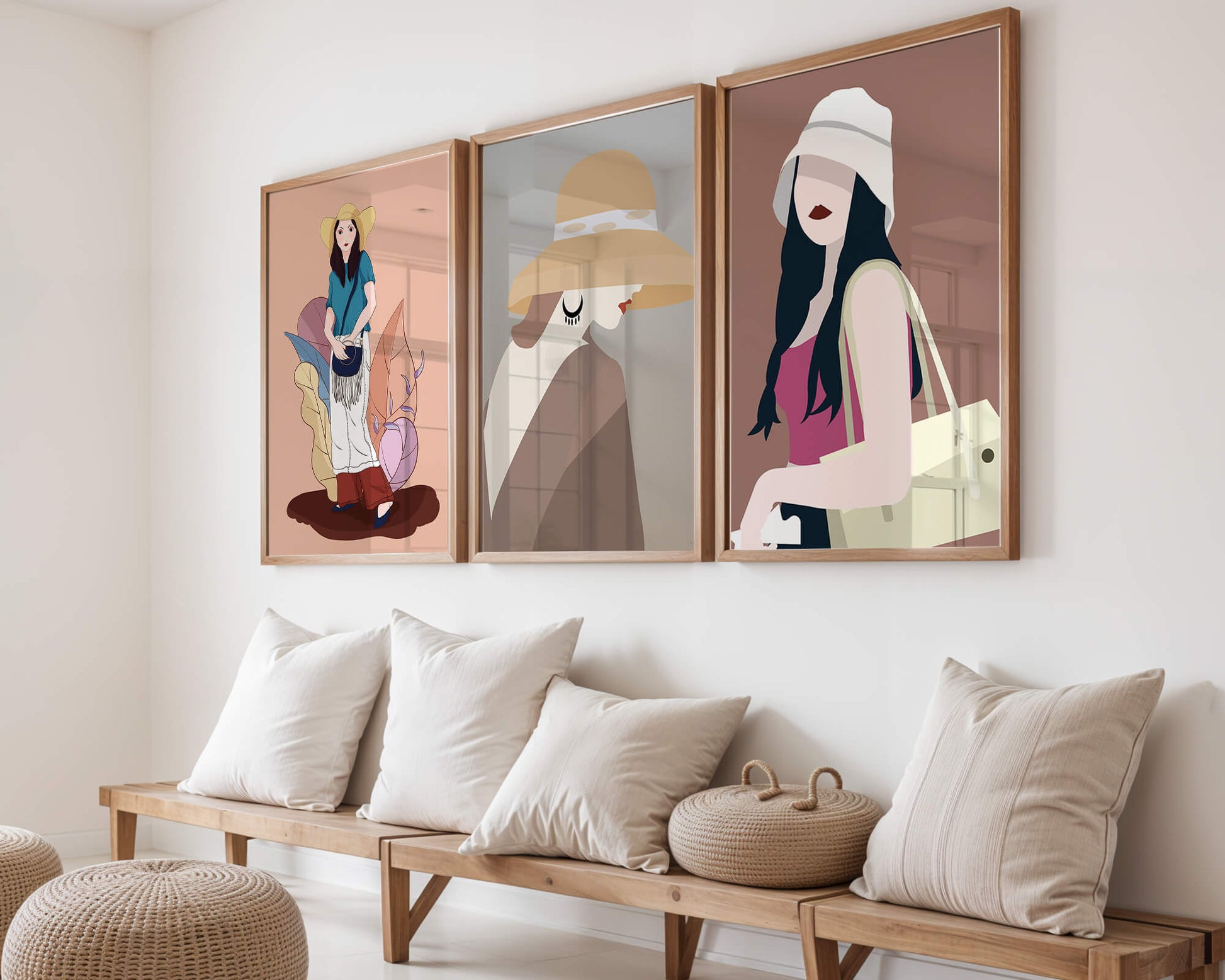 Retratos Modernos de Mujeres con Sombreros en Estilo Vectorial