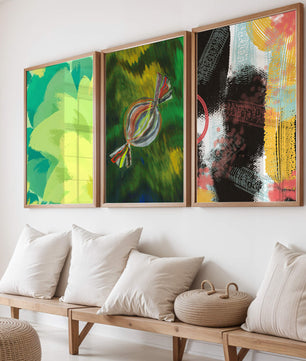 Tríptico De Arte Abstracto Sin Marco Con Impresión De Alta Calidad
