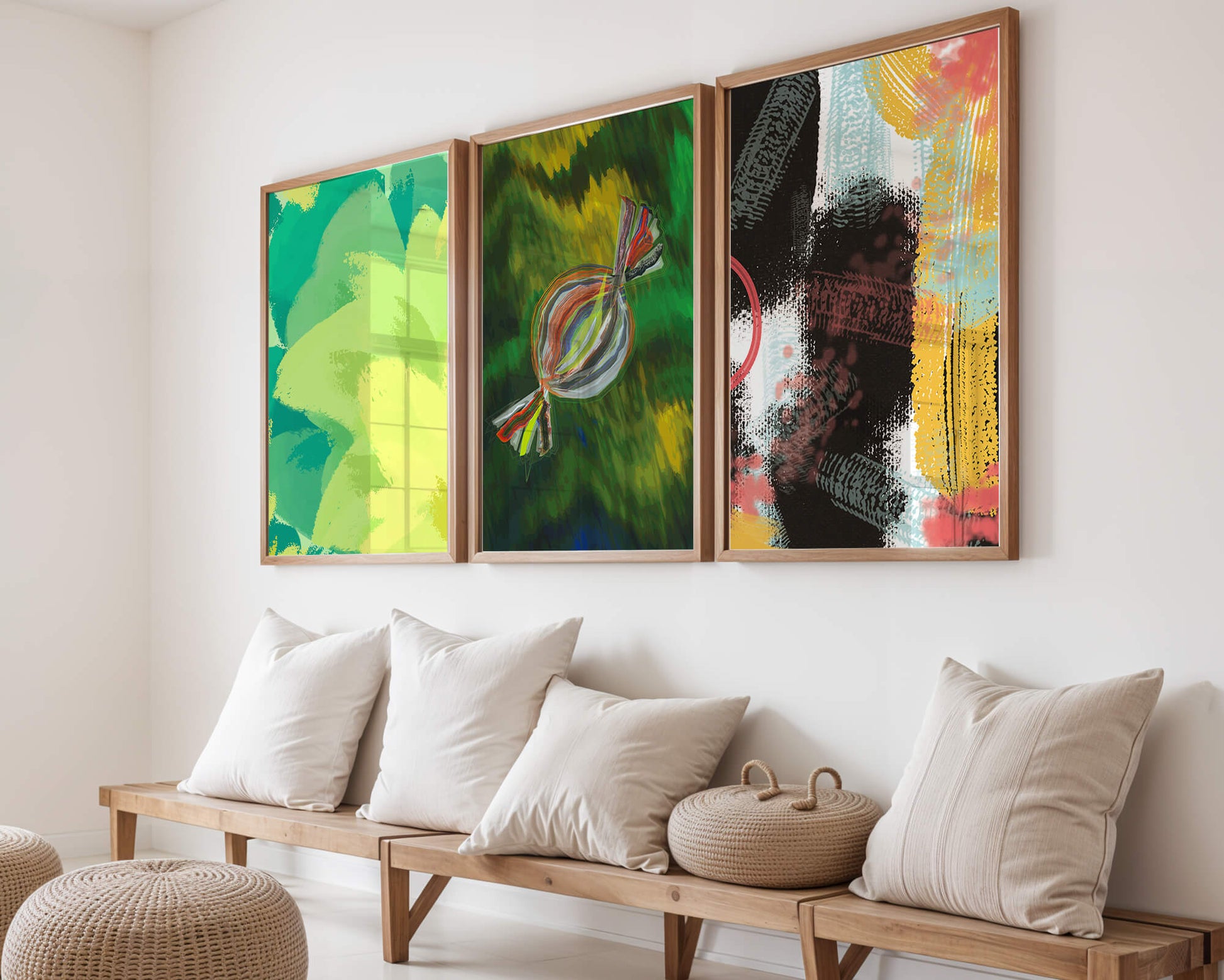Tríptico De Arte Abstracto Sin Marco Con Impresión De Alta Calidad