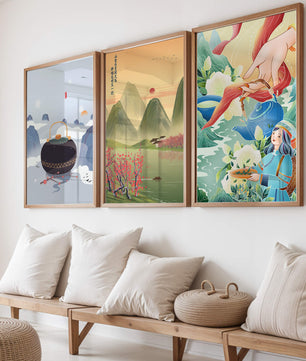 Art moderne avec paysages naturels et détails colorés