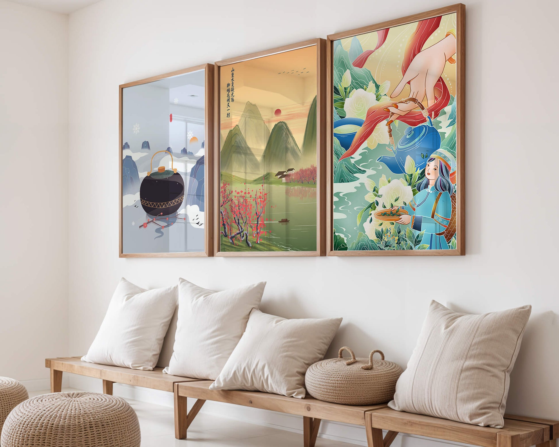 Art moderne avec paysages naturels et détails colorés