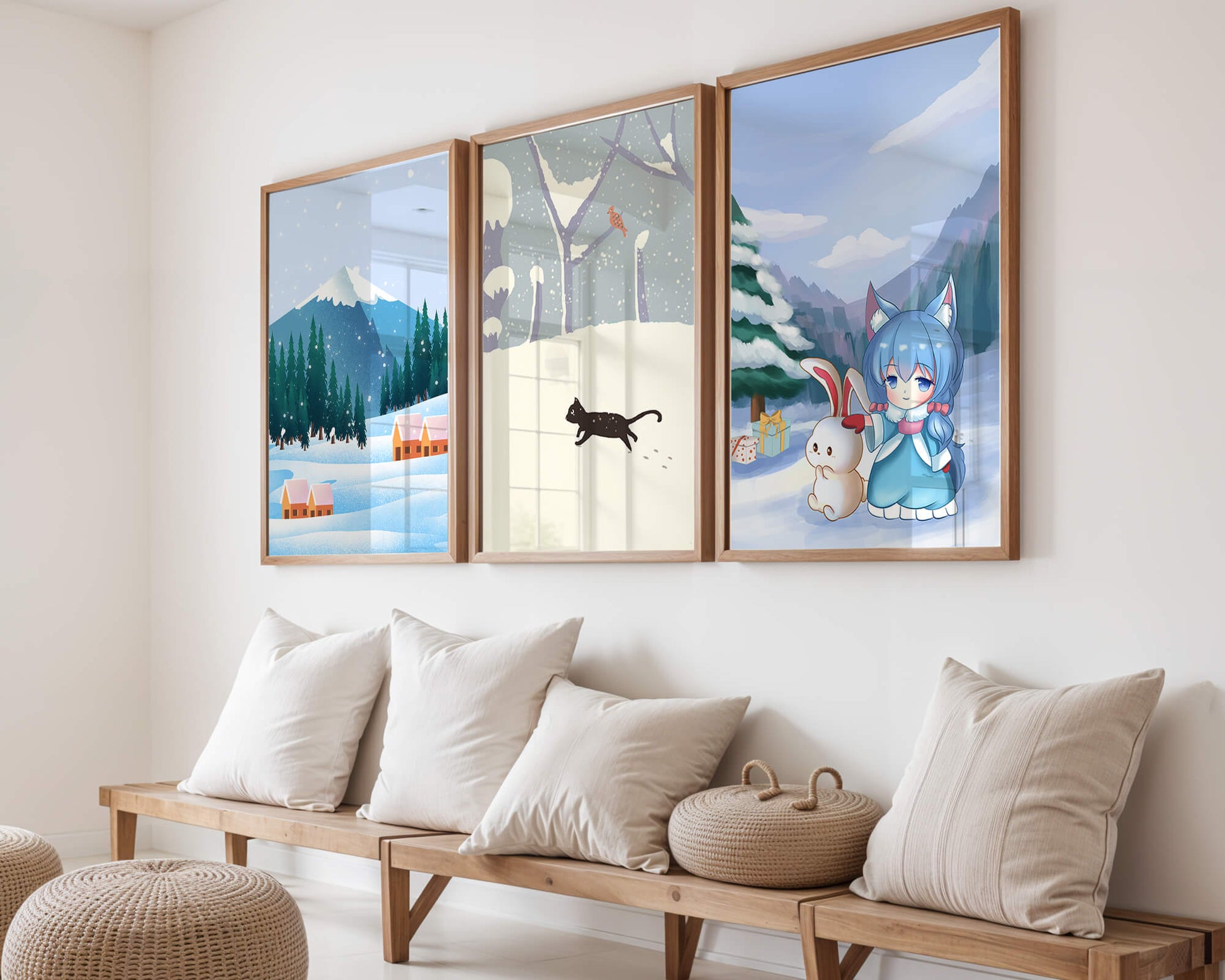 Paysages enneigés et personnage fantastique en impression de haute qualité