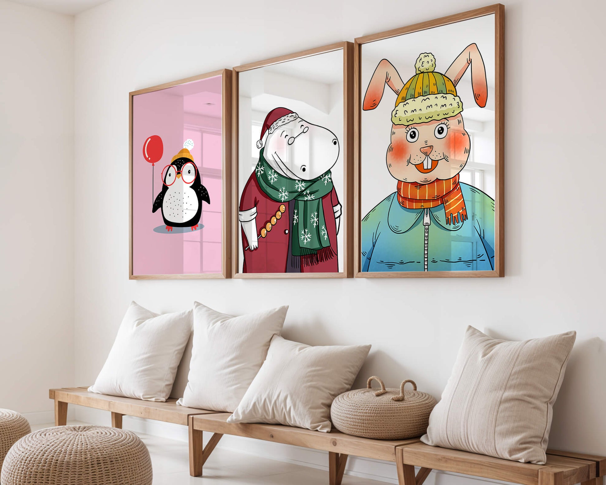 Arte Infantil Con Animales Divertidos Para Decoración