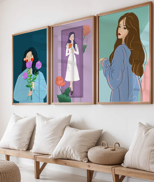 Ilustraciones Modernas De Mujeres Con Flores
