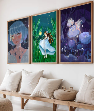 Set aus drei Kunstwerken mit Fantasymotiven