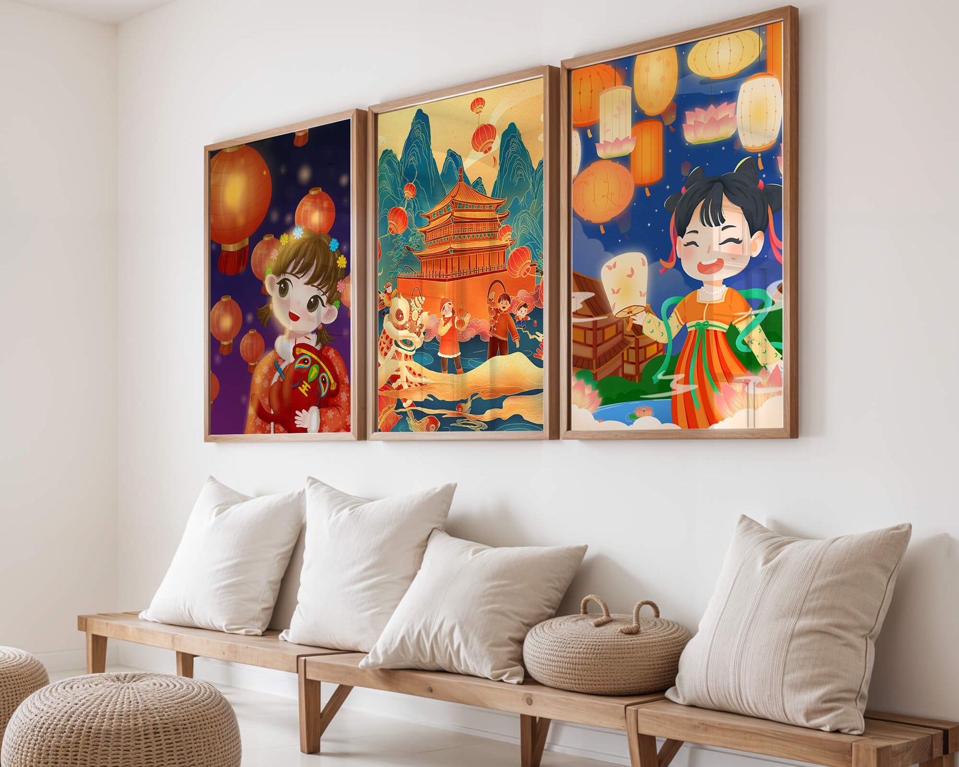 Ensemble d'art de célébration culturelle dans un style illustratif