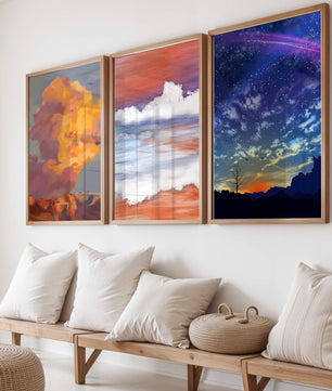 Pinturas Abstractas De Cielo Y Paisaje Sin Marco