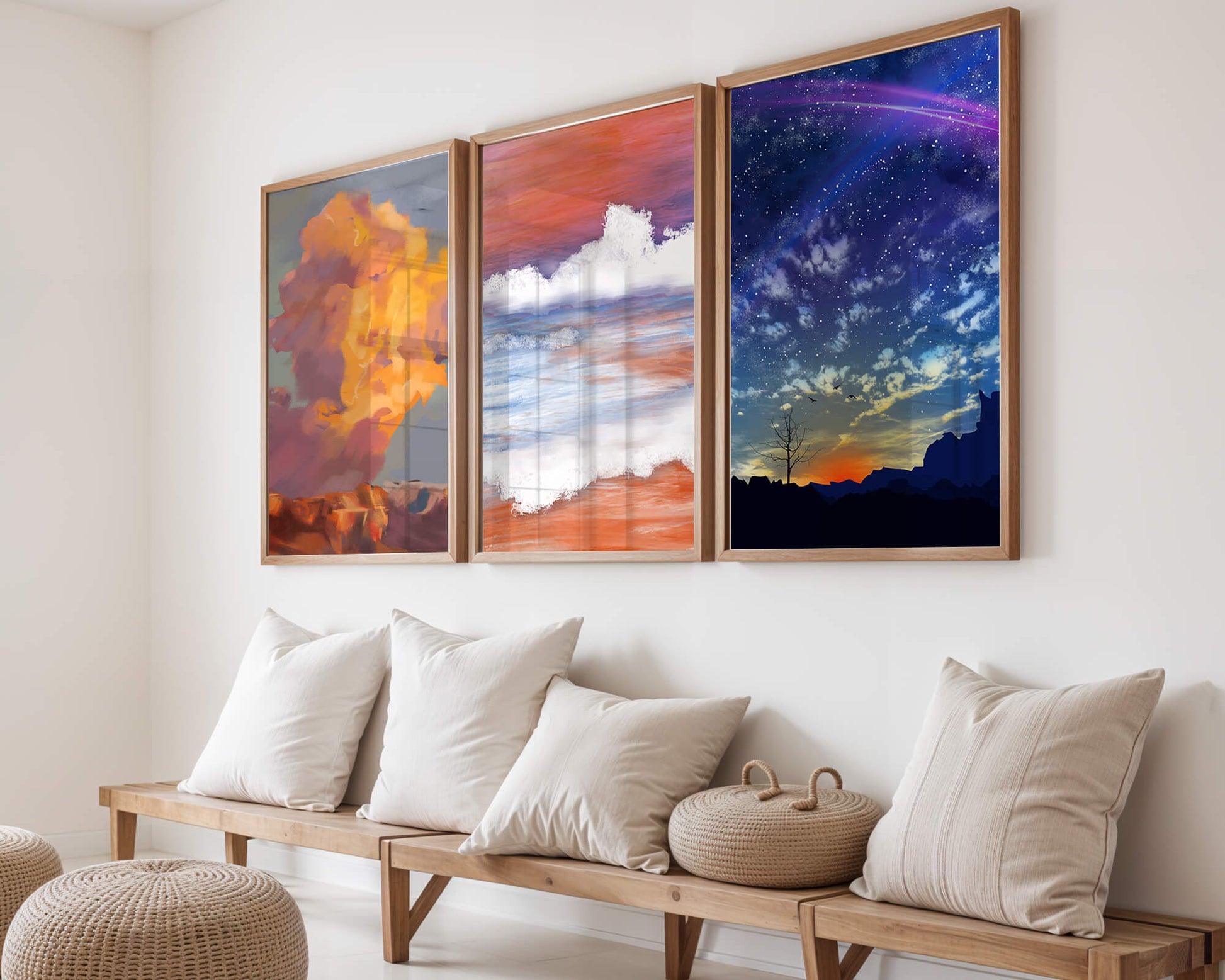 Pinturas Abstractas De Cielo Y Paisaje Sin Marco
