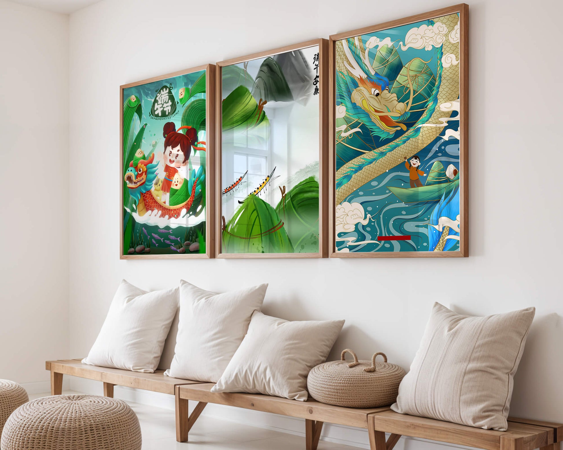 Imprimés thématiques avec des motifs de dragons et de nature