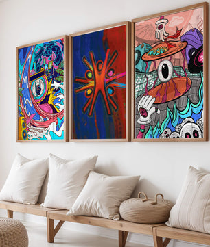 Ensemble d'œuvres d'art moderne aux couleurs vibrantes